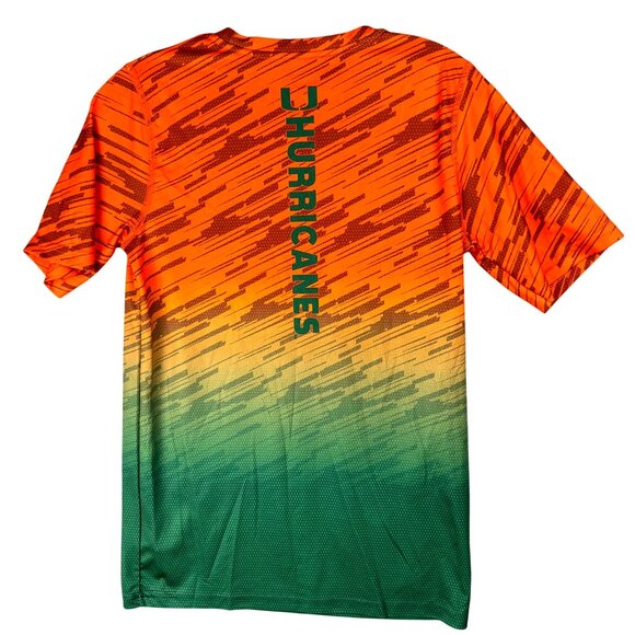 Gen 2 Miami Hurricanes Gradient Performance T-Shirt Youth L 14/16 Orange Green - Picture 2 of 10